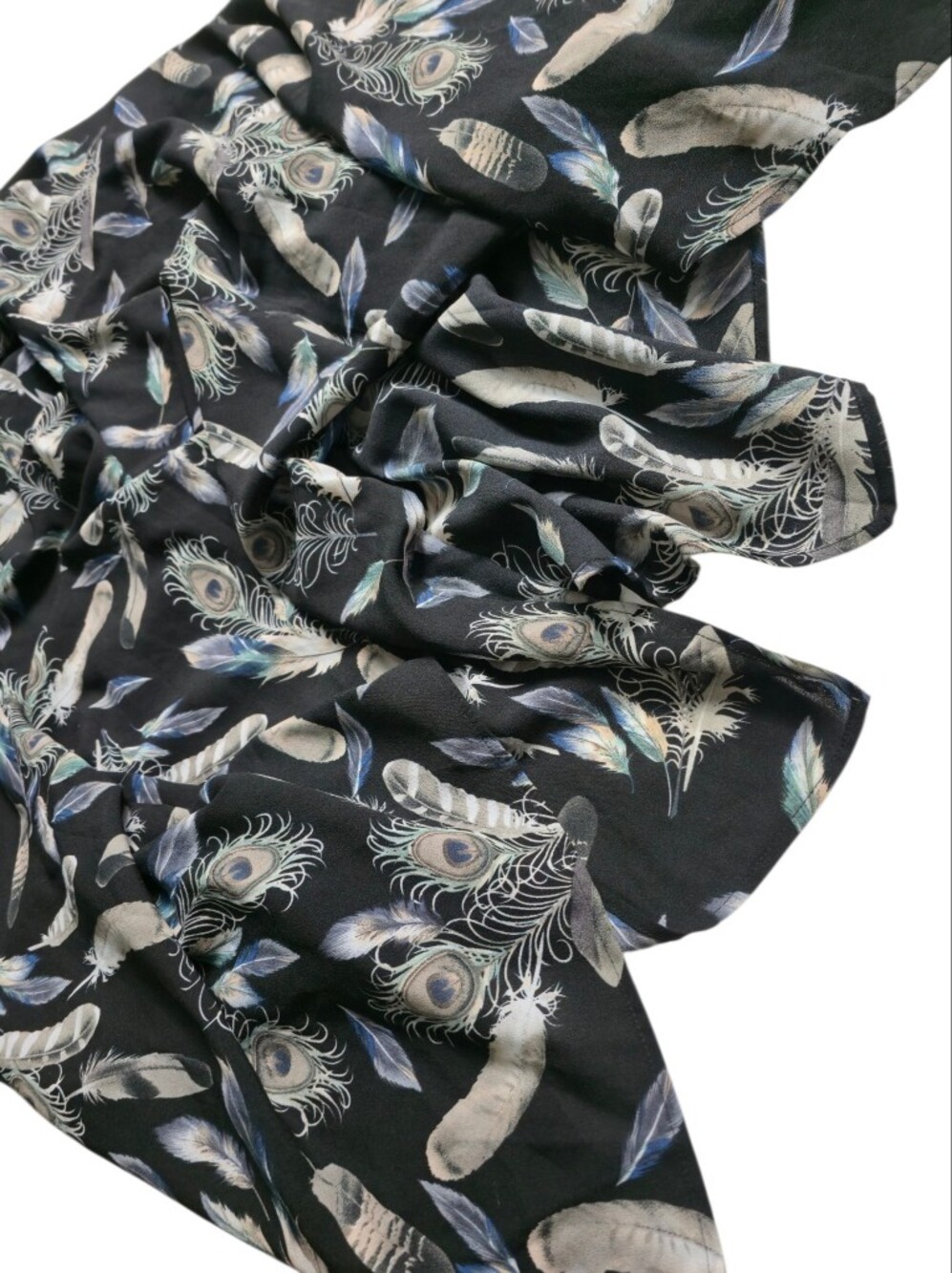 Black V Neck Feather Print Maxi Dress with Adjustable Straps - Picture 11 of 16